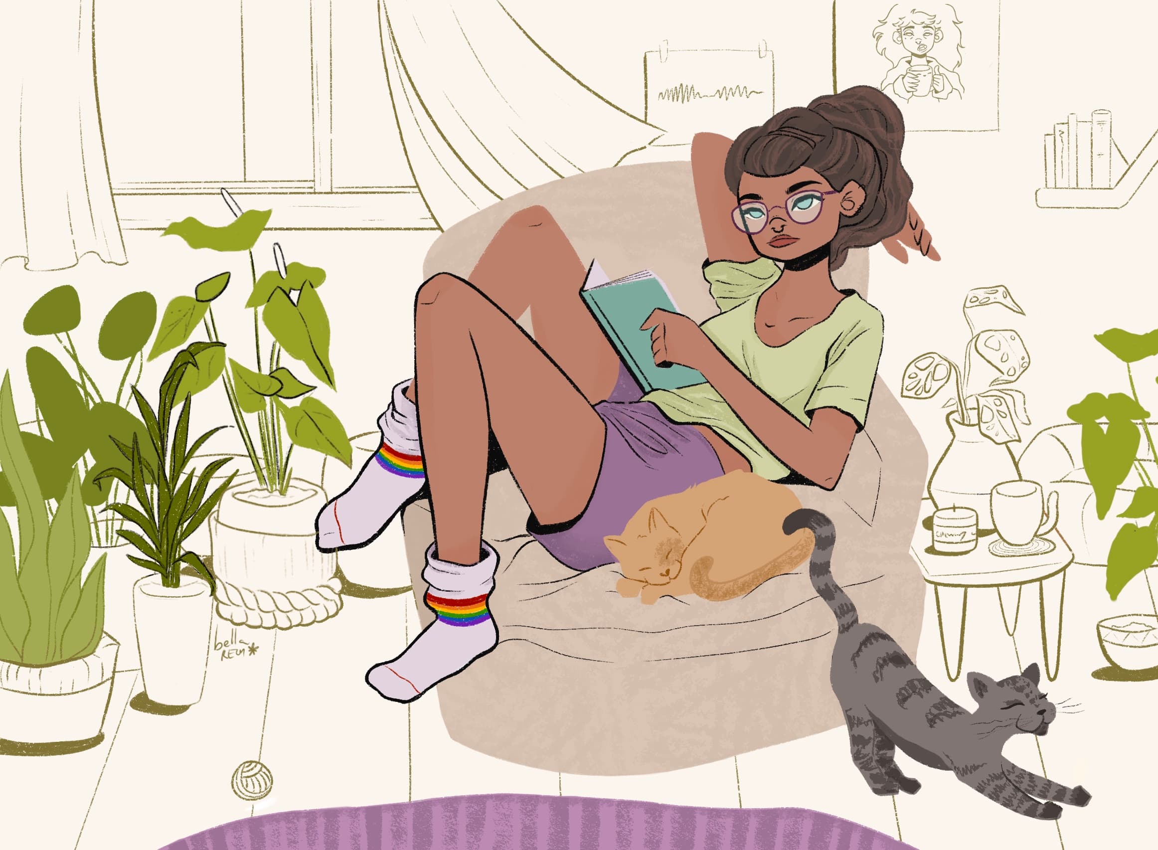 woman adult and cat